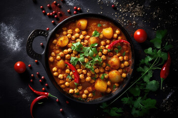 Wall Mural - Top view of Indian Chana Masala