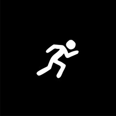 Wall Mural -  Running man icon hand drawn icon  isolated on black background 