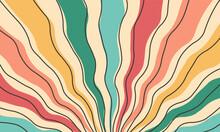 Hand Drawn Groovy Retro Swirl Rays Psychedelic Background