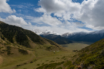 Wall Mural - Summer mountain landscape. Kyrgyzstan mountains. Issyk-Kul region.