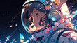 © 俊后生 - Hand-painted beautiful and cute anime space exploration spaceman illustration in the universe