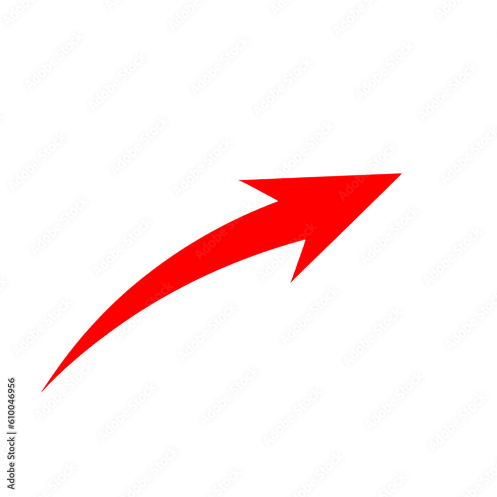 A pointing red arrow on a transparent background, Generative AI