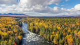 Fototapeta Na ścianę - Autumn colors East outlet river to Moosehead Lake, Maine