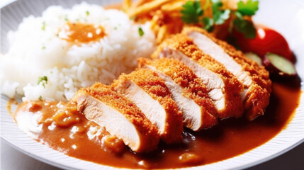 Poster - Katsu curry and rice created with Generative AI technology