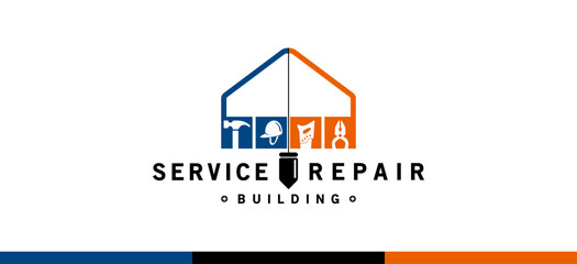 Wall Mural - Design a logo for home and building repair services with a white background