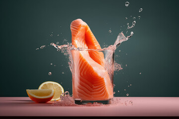 Poster - salmon juice created with Generative AI technology