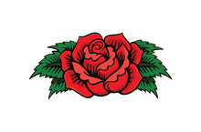 Classic Red Rose Tattoo