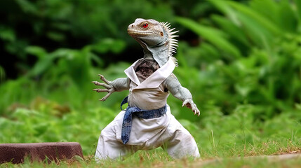 iguana taekwondo created with Generative AI technology