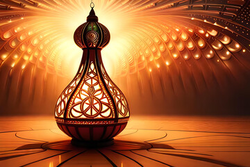 3D rendering indian lamp for diwali celebration on soft background