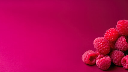 Canvas Print - Ripe raspberries on a solid  bright background with a copy space for text, isolated, Generative AI