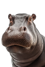 Close Up Of A Hippopotamus Isolated On A Transparent Background