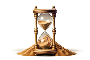Aufkleber - sand timer isolated on white background. Generated by AI.