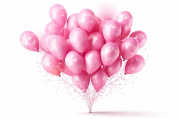 Poster - pink balloons isolated on white background. Generated by AI.