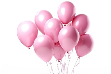 Poster - pink balloons isolated on white background. Generated by AI.