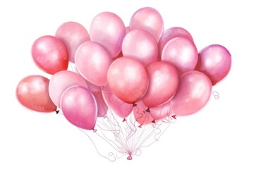Poster - pink balloons isolated on white background. Generated by AI.