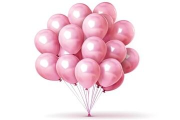 Poster - pink balloons isolated on white background. Generated by AI.