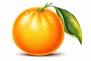 Poster - orange with leaves isolated on white background. Generated by AI.