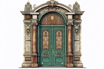 Poster - front door isolated on white background. Generated by AI.
