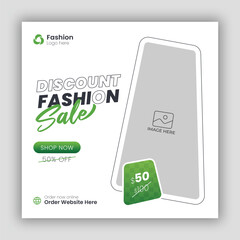 fashion sale social media post and web banner template