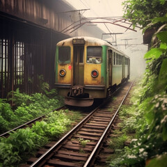 Wall Mural - Train in Hanoi. Generative AI.