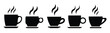 Coffee cup icons set.Coffee and tea cup vector icons set on transparent background.Tea Cups of coffee tea collection. Hot drink icon. Cup coffee with steam.	