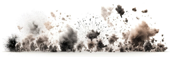 Wall Mural - explosions isolated on white background - generative ai