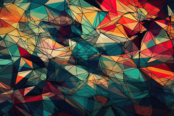 Wall Mural - Colorful abstract wallpaper with scribbled lines forming a pattern of interlocking geometric shapes, generative ai