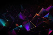 Geometric shapes in holographic gradient colors on a black background, generative ai