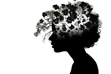 Poster - woman silhouette isolated on white background. Generated by AI.