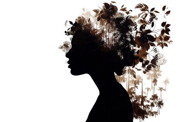 Poster - woman silhouette isolated on white background. Generated by AI.