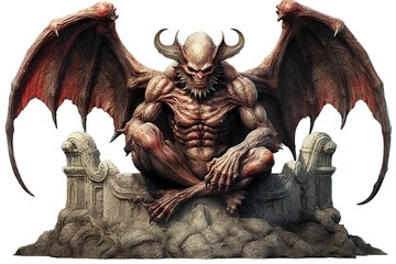 Poster - demon isolated on white background. Generated by AI.