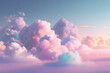 Pastel holographic gradient clouds against a soft pink sky, generative ai