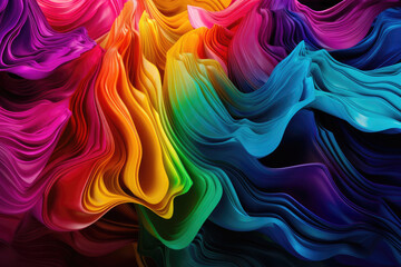 Wall Mural - vibrant background of rippled surfaces in a rainbow of colors, representing the energy and diversity of the modern world, generative ai