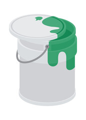 Slightly opened paint can. Simple flat isolated illustration