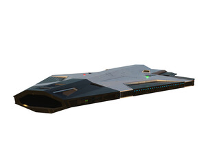 Poster - Huge sci-fi fantasy space ship with large open docking bay at the front. 3D illustration