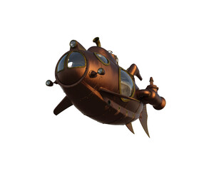 Poster - Steampunk style fantasy submarine viewed from below. Isolated 3D rendering.