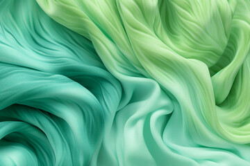 Green mint lime waves silky background, Generative AI
