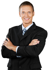 Sticker - Professional looking man with his arms crossed wearing a suit