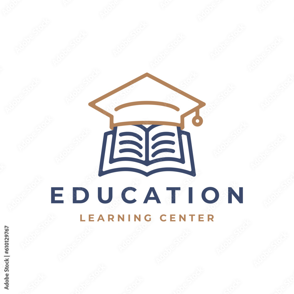 Graduation cap with book logo vector. Education logo template design ...