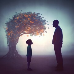 Wall Mural - silhouette of a man and person