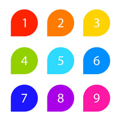 Poster - bullet point set. Marker in retro color. Pins with number. Vector illustration. Stock image.