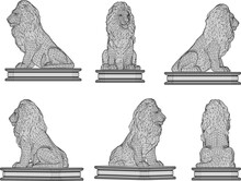 Vector Illustration Sketch Of Cartoon Lion Statue King Of The Jungle