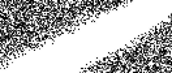 Aufkleber - Pixelated halftone gradient wallpaper. Fading diagonal pixel texture. Dissolving black and white noise grain background. Grunge vector background