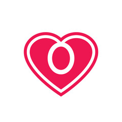 Wall Mural - Alphabet O love logo design, letter O heart logo icon vector