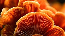 Close Up Of A Group Of Orange And White Mushrooms