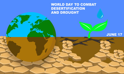 earth or globe with dry and cracked soil conditions and beautiful green with tree buds watered with 
