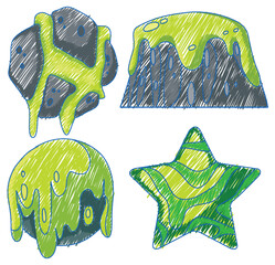 Wall Mural - Space Objects in Pencil Colour Sketch Simple Style