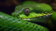 Close Up Of A Green Snake