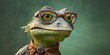 Portrait of a lizzard wearing glasses and suite, Generative AI