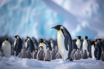 Poster - The penguins are standing. Generative AI.